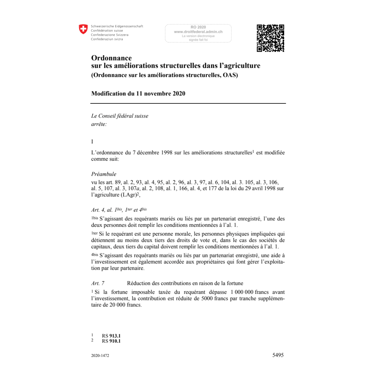O améliorat. struct. (OAS) Mod. 11.11.20