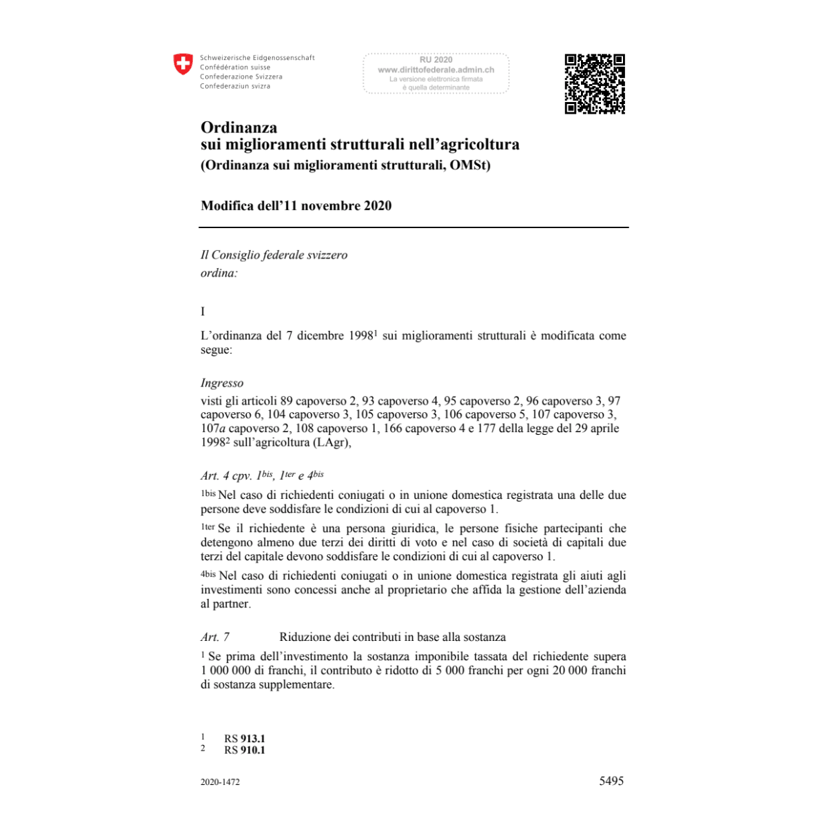 O miglior. strutt. (OMSt) Mod. 11.11.20