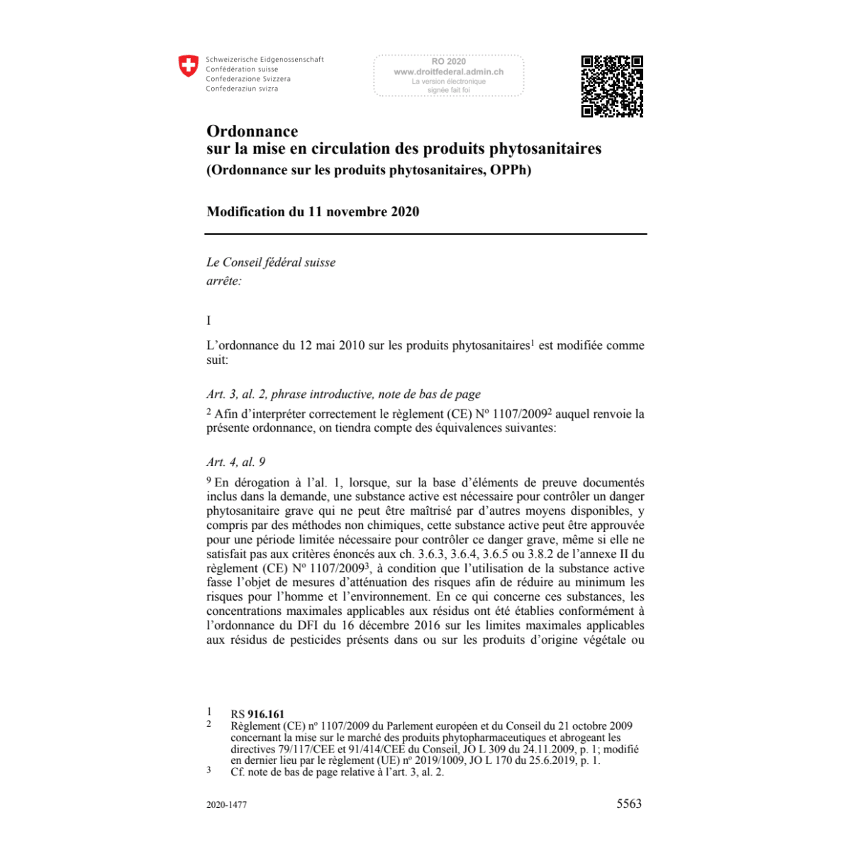 O produits phytosanitaires Mod. 11.11.20