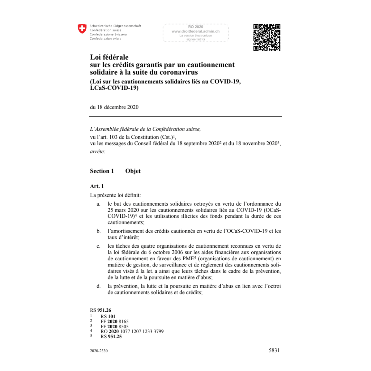 Loi sur les cautionnements solidaires
