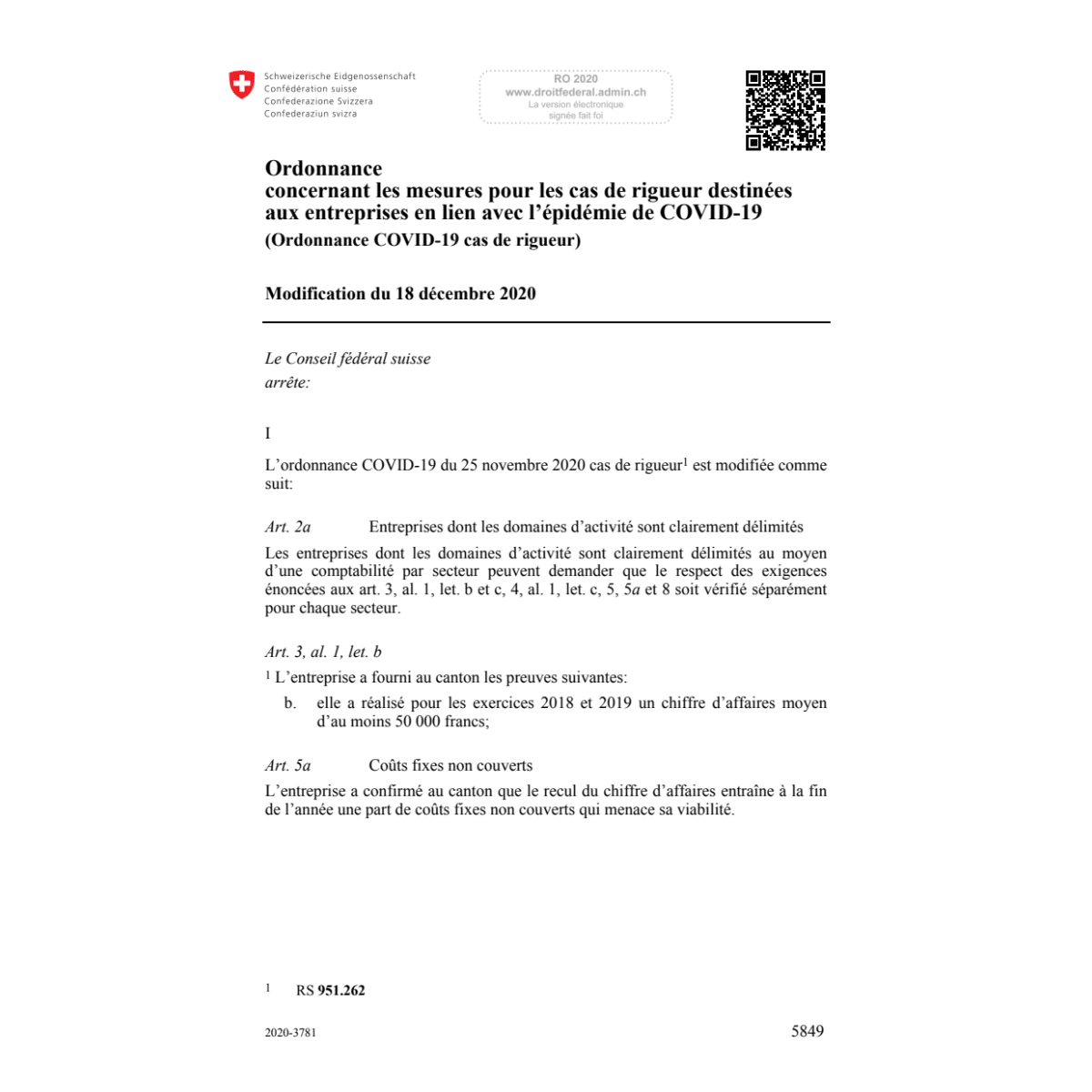 O COVID-19 cas de rigueur Mod. 18.12.20