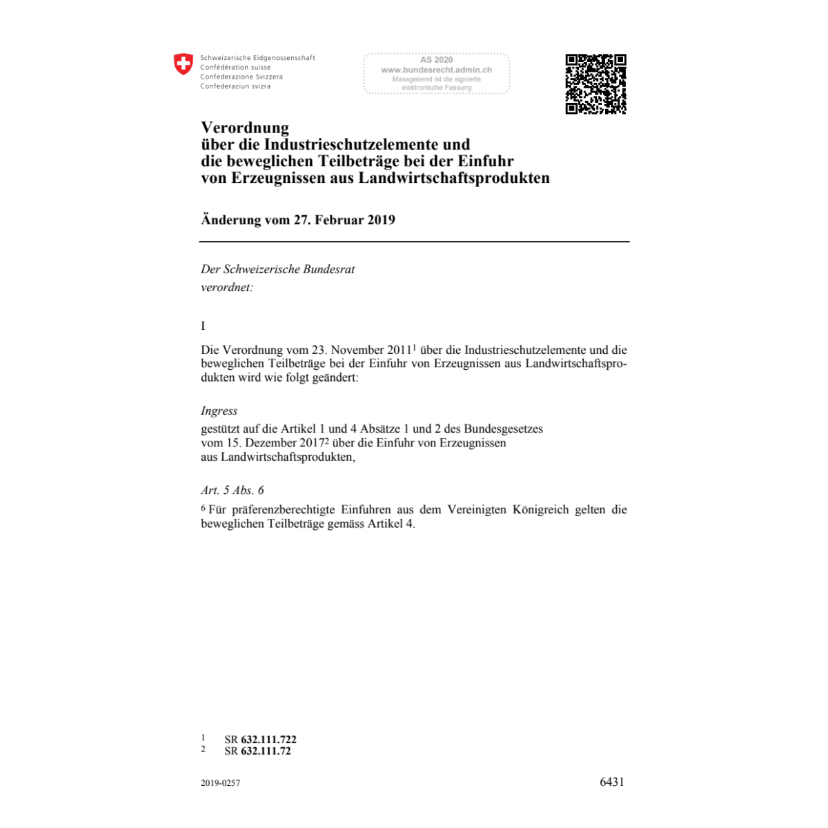 V Landwirtschaftsprodukte Änd.27.02.2019