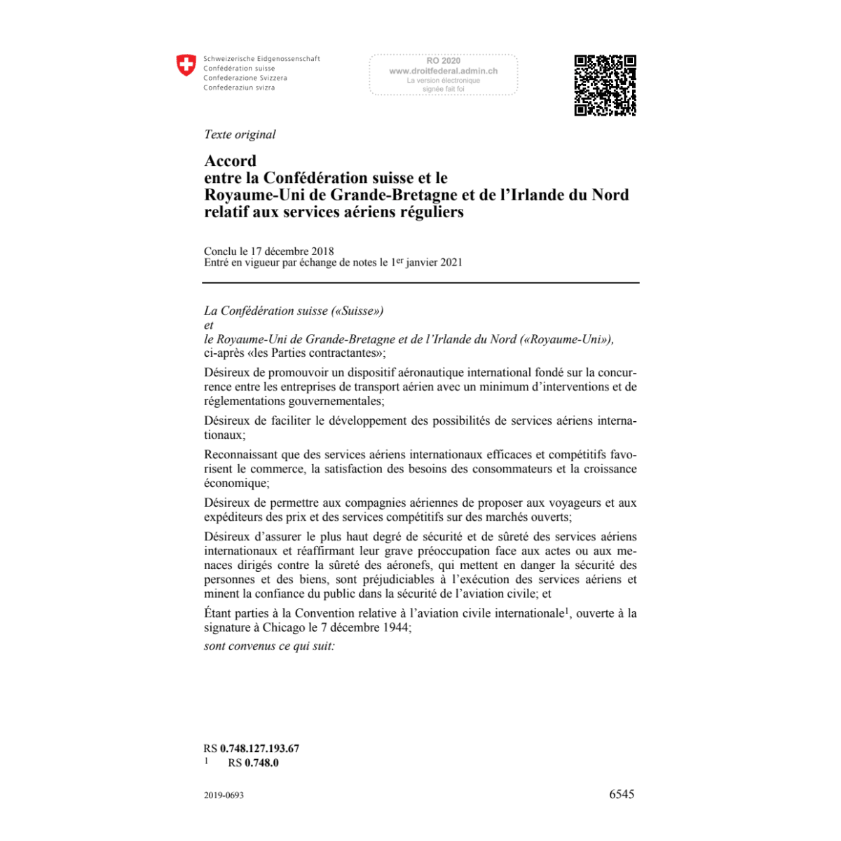 Ac. services aériens réguliers