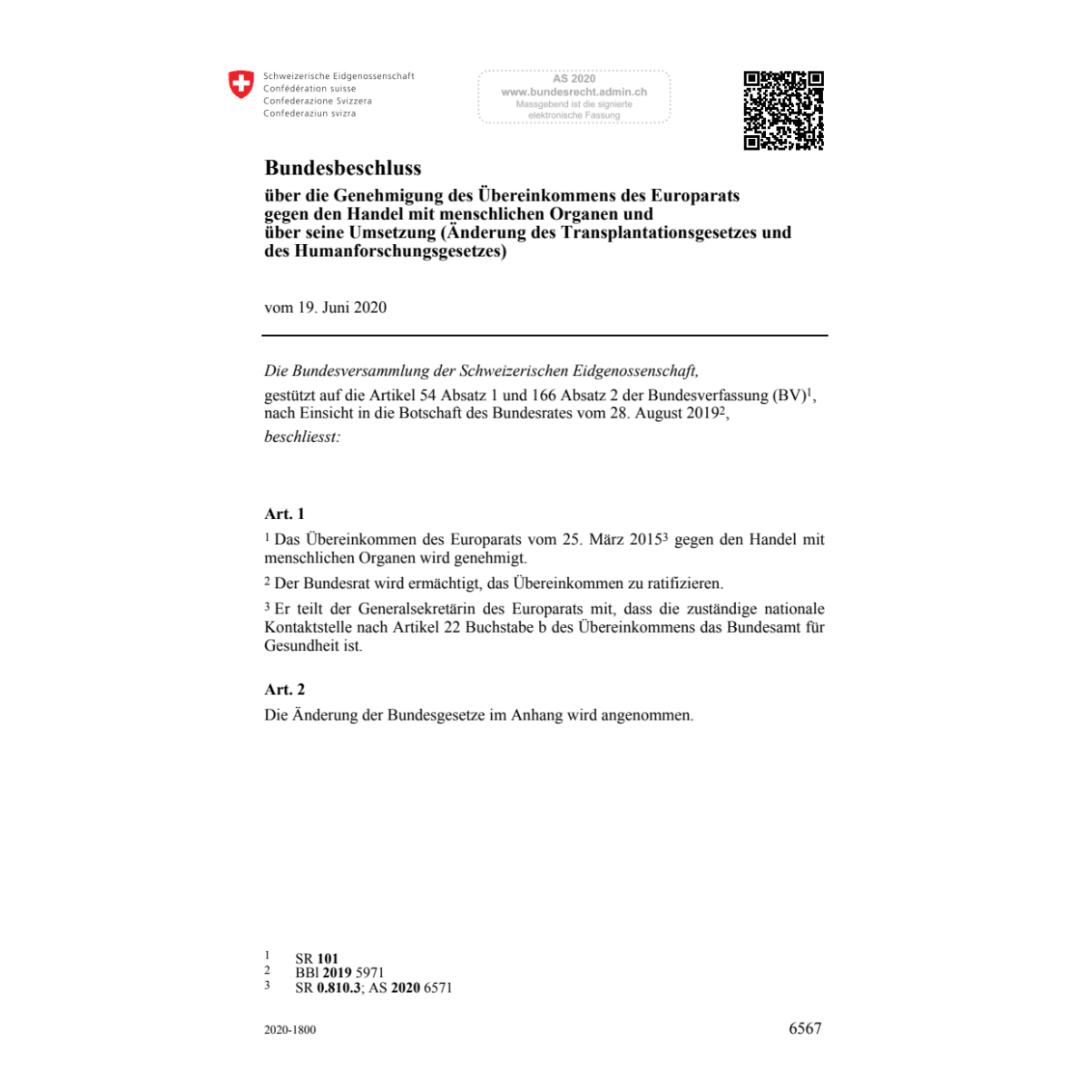 BB Handel mit menschlichen Organen