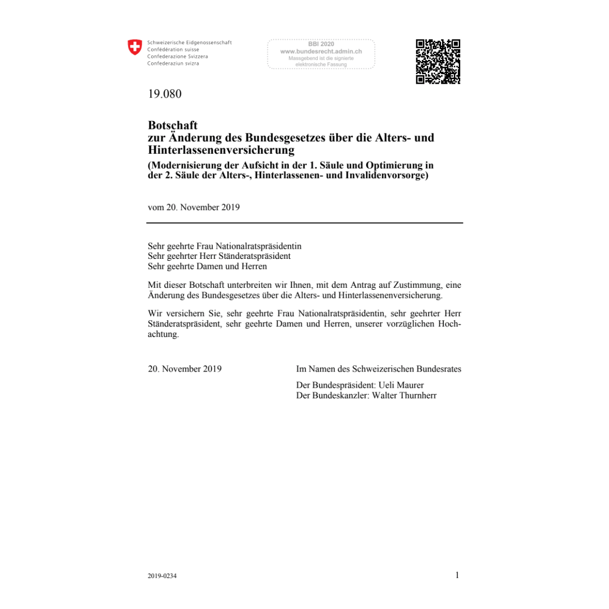 BO Änd. BG AHV 19.080
