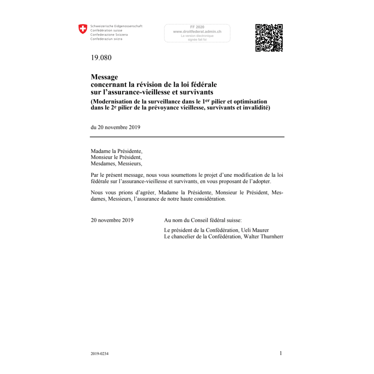 M révision LF AVS 19.080