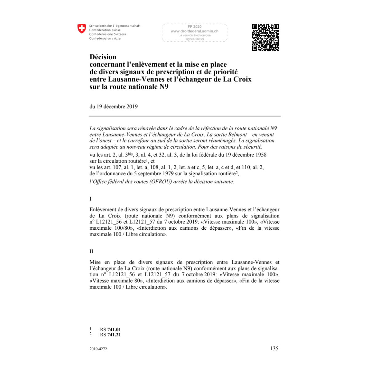 D enlèvement mise en place signaux N9