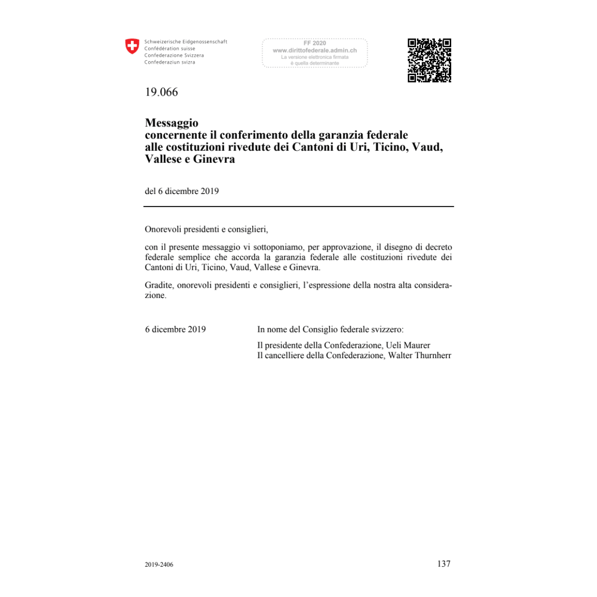 M conferim. garanzia fed., 19.066