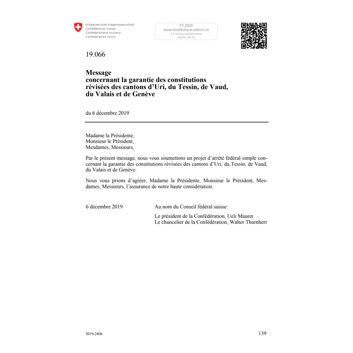 M garantie constitutions révisées,19.066