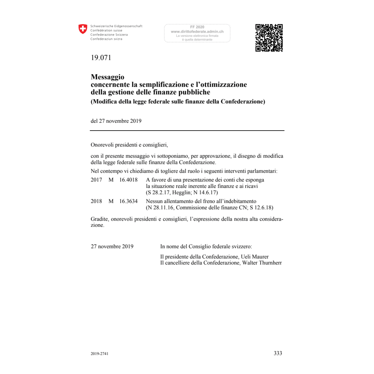 M mod LF finanze Confed., 19.071
