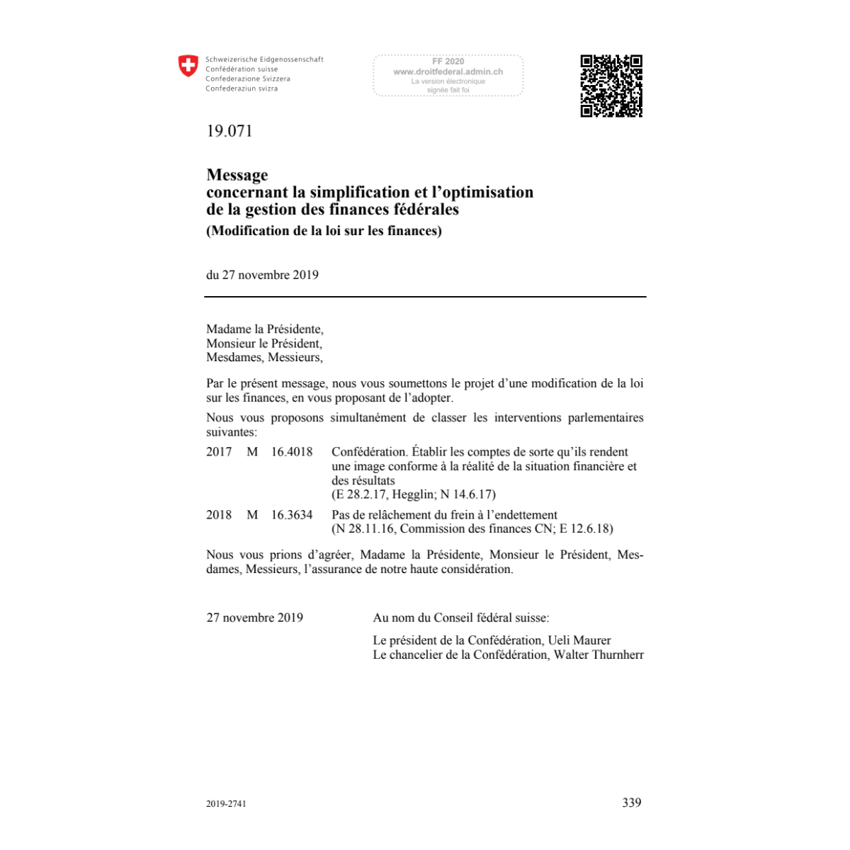M mod. L sur les finances, 19.071