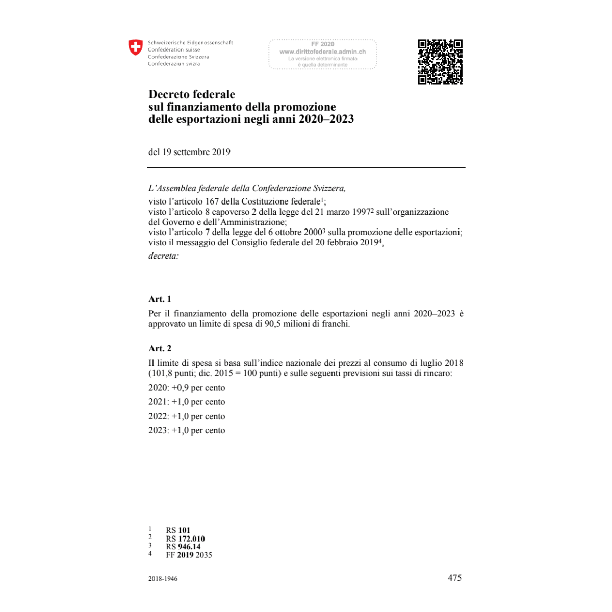 DF finanz. promoz. esportaz. 2020-2023