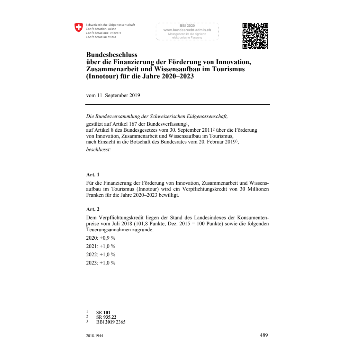 BB Finanz. Förd. Innotour 2020-2023