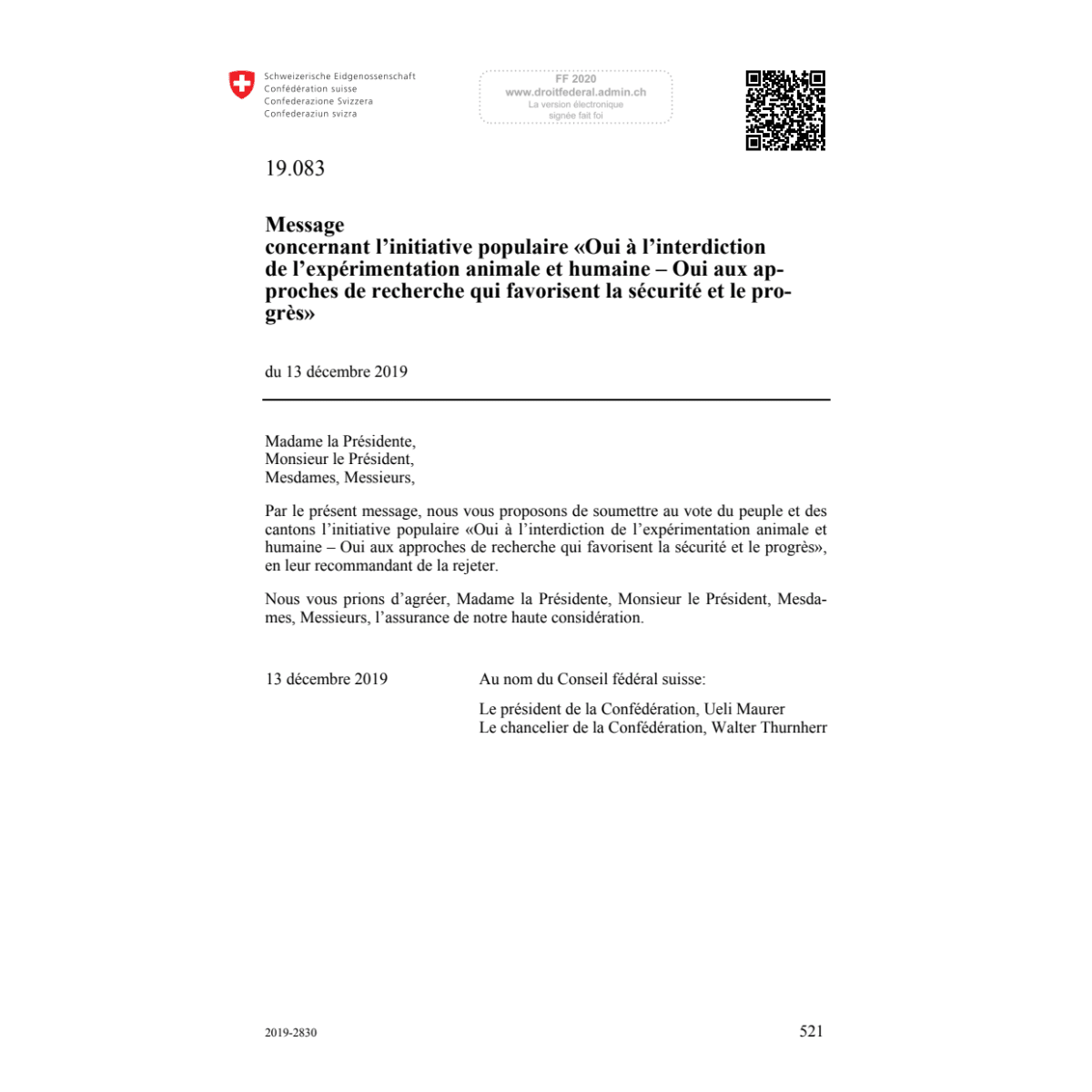 M init.pop. expérimentat. animale 19.083