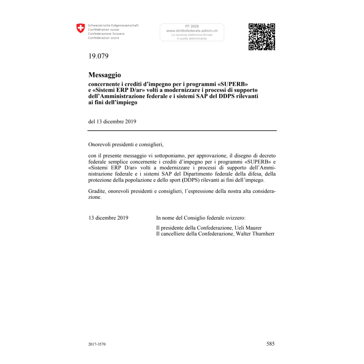 M crediti «SUPERB» sistemi SAP 19.079