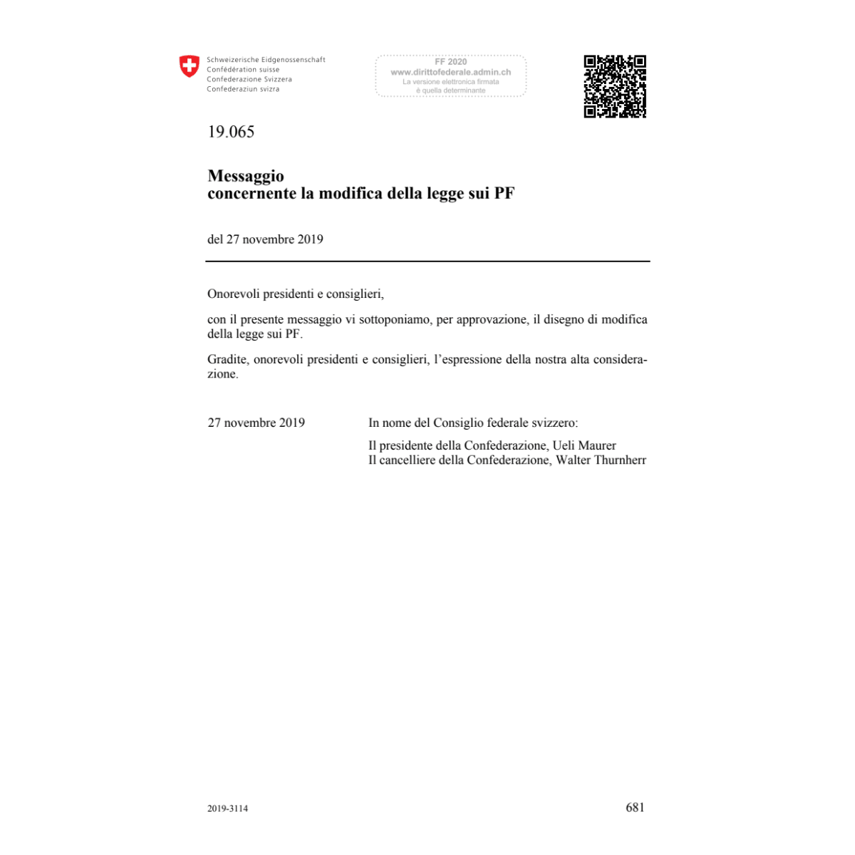 M mod. della legge sui PF 19.065