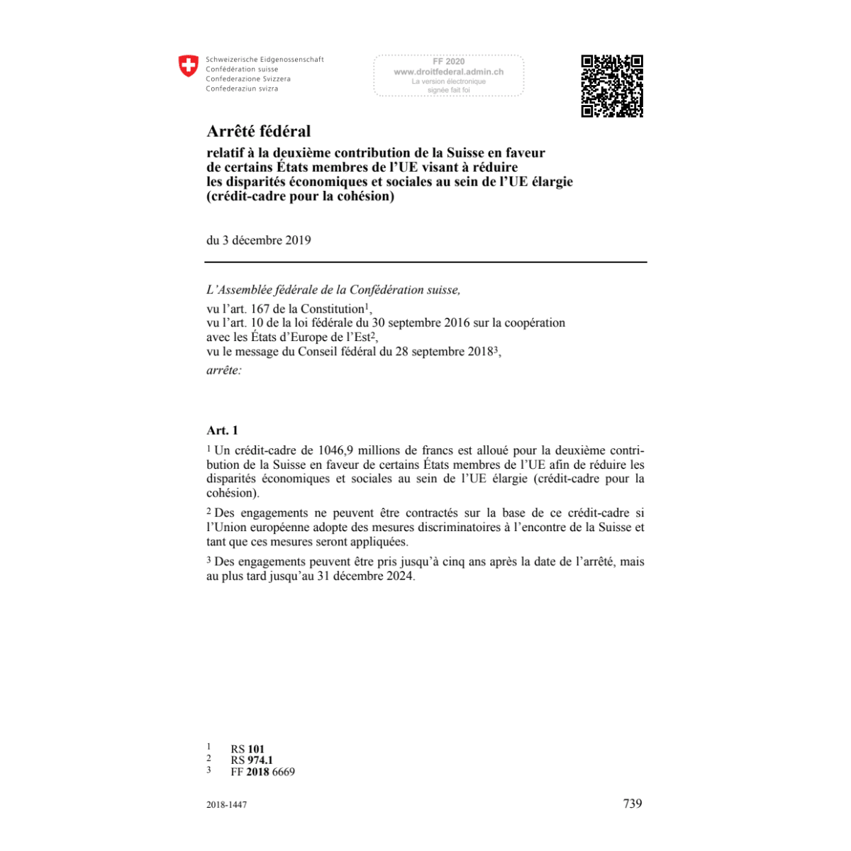 AF contribut. crédit-cadre pour cohésion