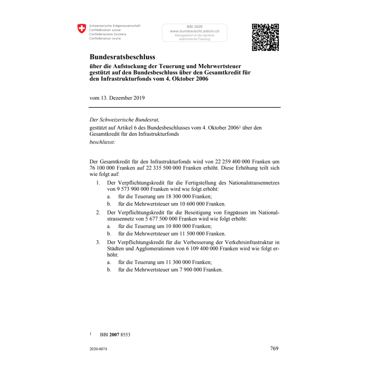 BRB Aufstockung Teuerung Mehrwertsteuer
