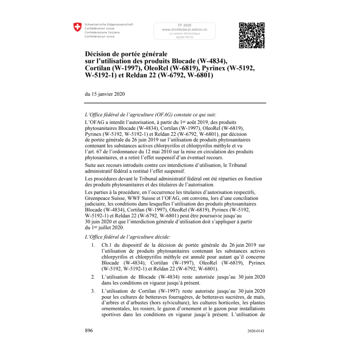 DG produits Blocade W-4834, W-1997