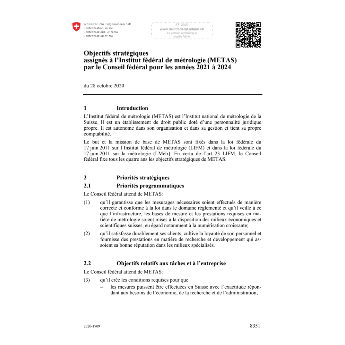 Objectifs stratégiques métrologie 21-24