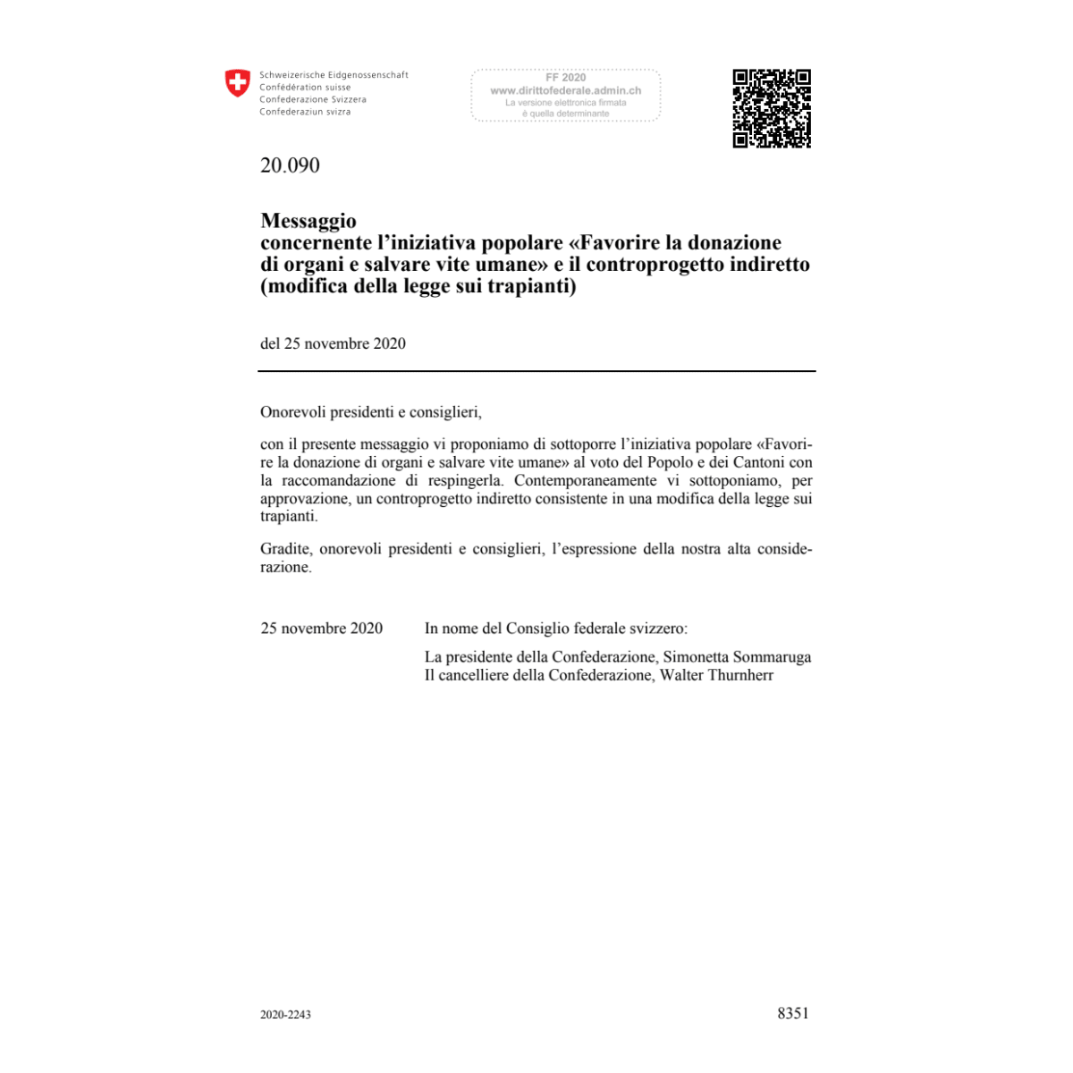 M Favorire la donazione di organi 20.090