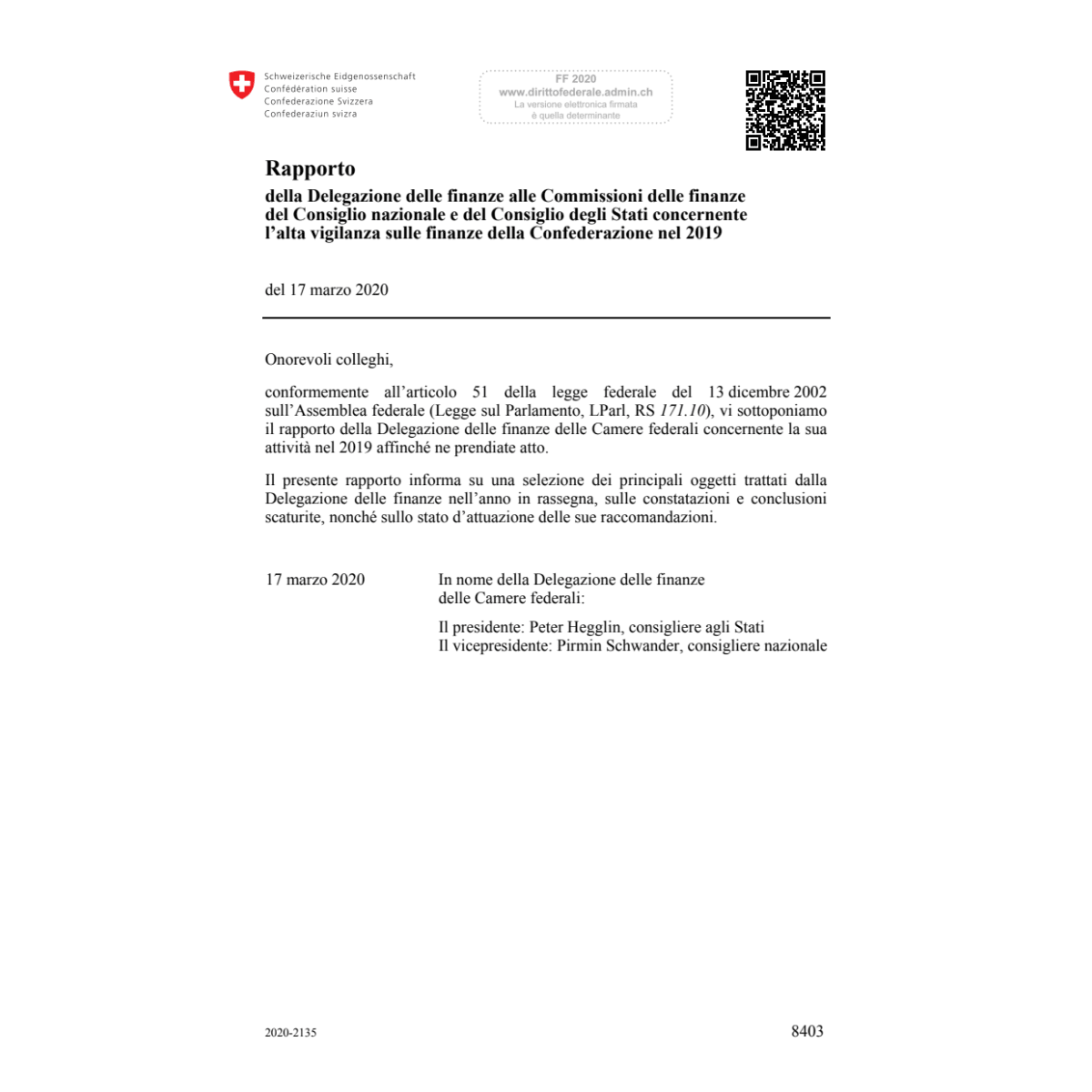 Rapporto finanze Confederazione 2019