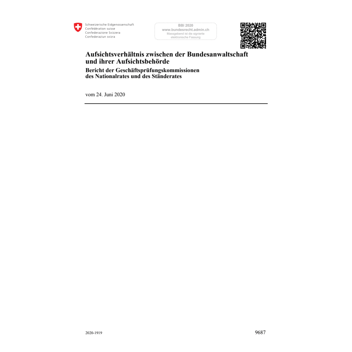 Aufsichtsverhältnis Bundesanwaltschaft