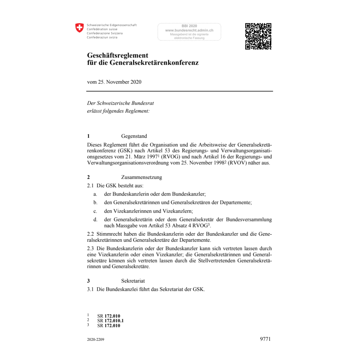 Geschäftsregl. Generalsekretärenkonf.