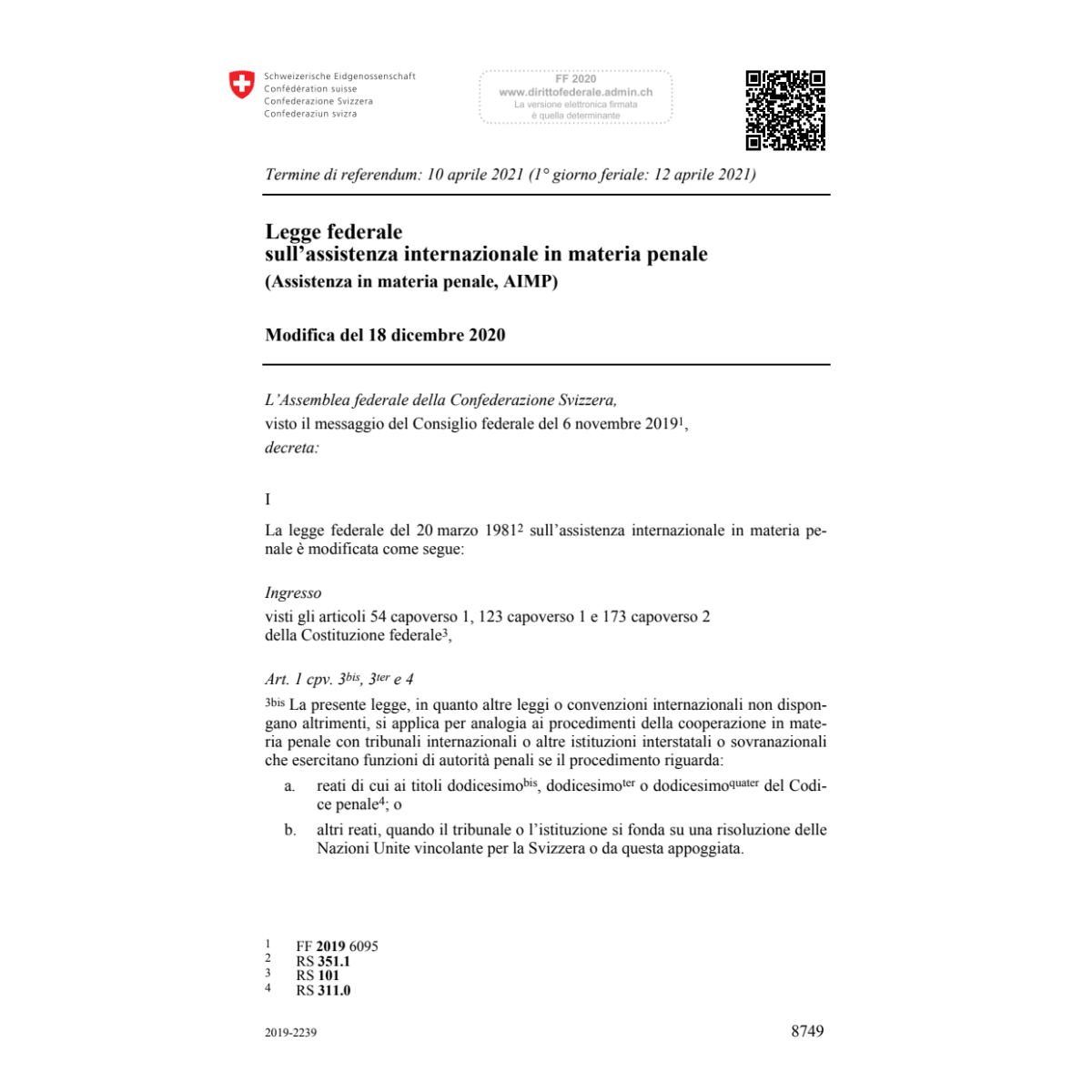 Assistenza materia penale Mod. 18.12.20
