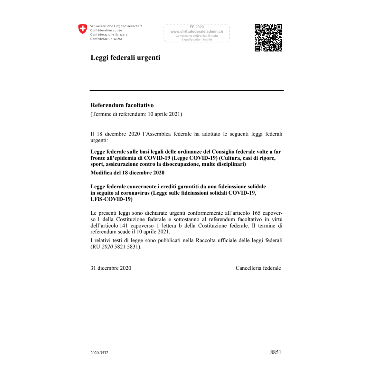 Leggi federali urgenti