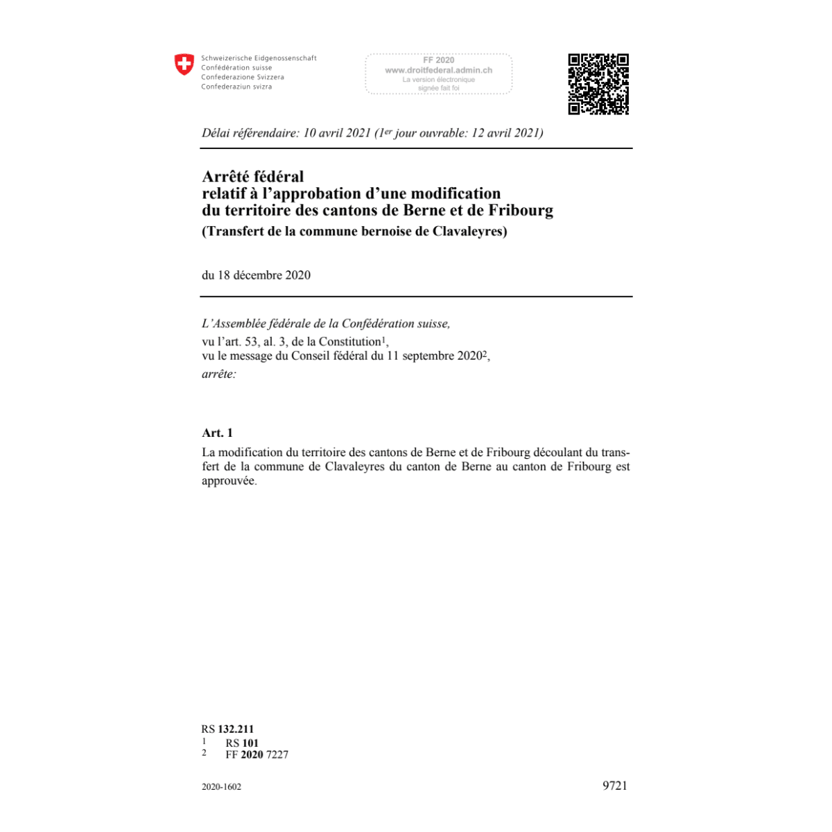 Af mod. territoire Berne Fribourg