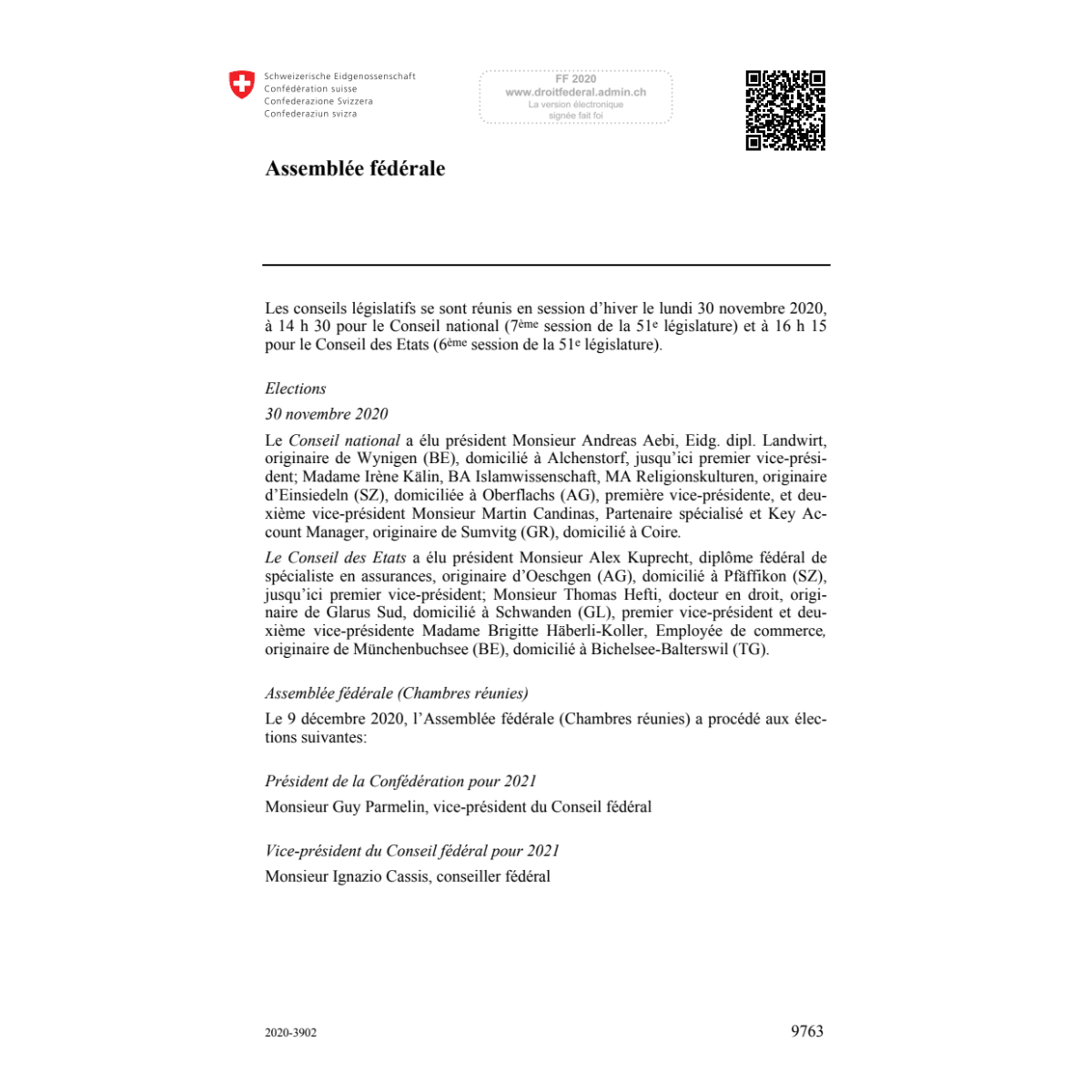 Assemblée fédérale