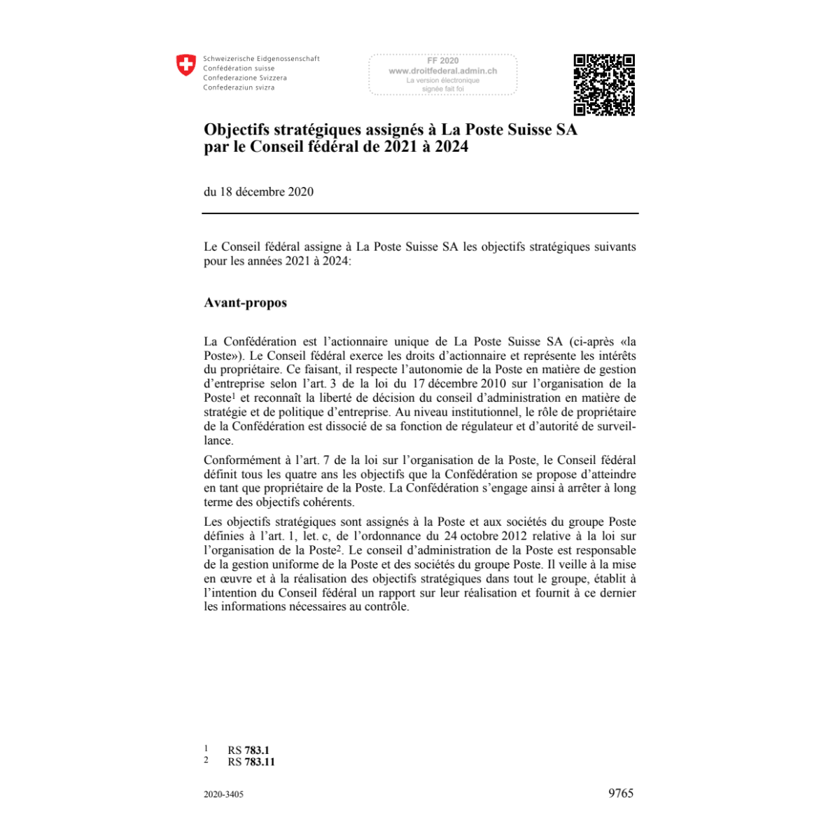 stratégiques assignés Poste Sui CF 21-24