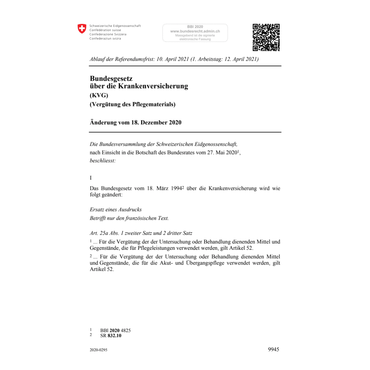 BG Krankenversicherung Änd. 18.12.2020