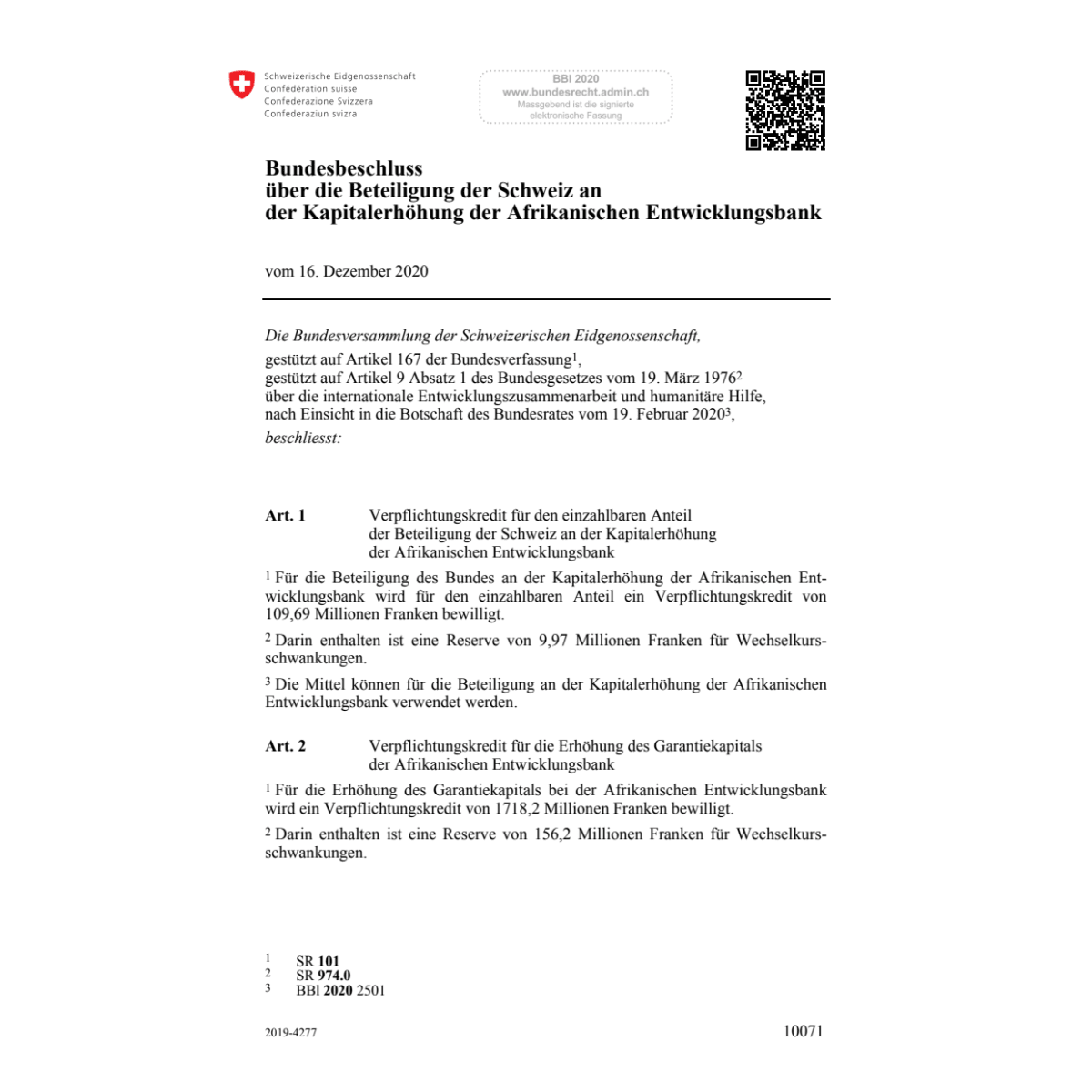 BB Kapitalerhöhung Afrik. Entwicklungsba