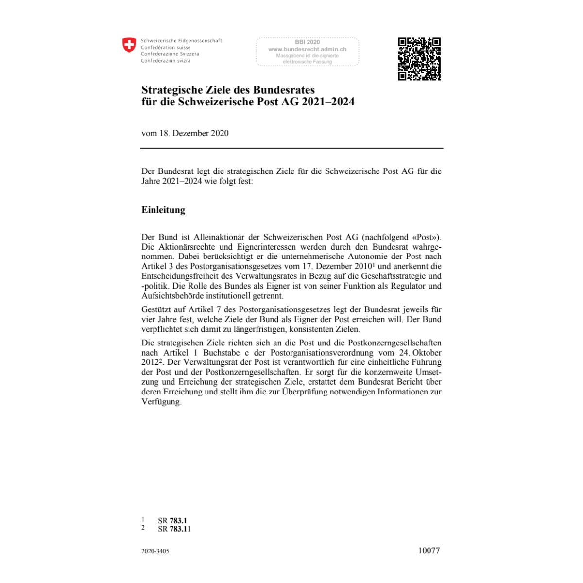 Ziele BR Schweiz. Post 21-24