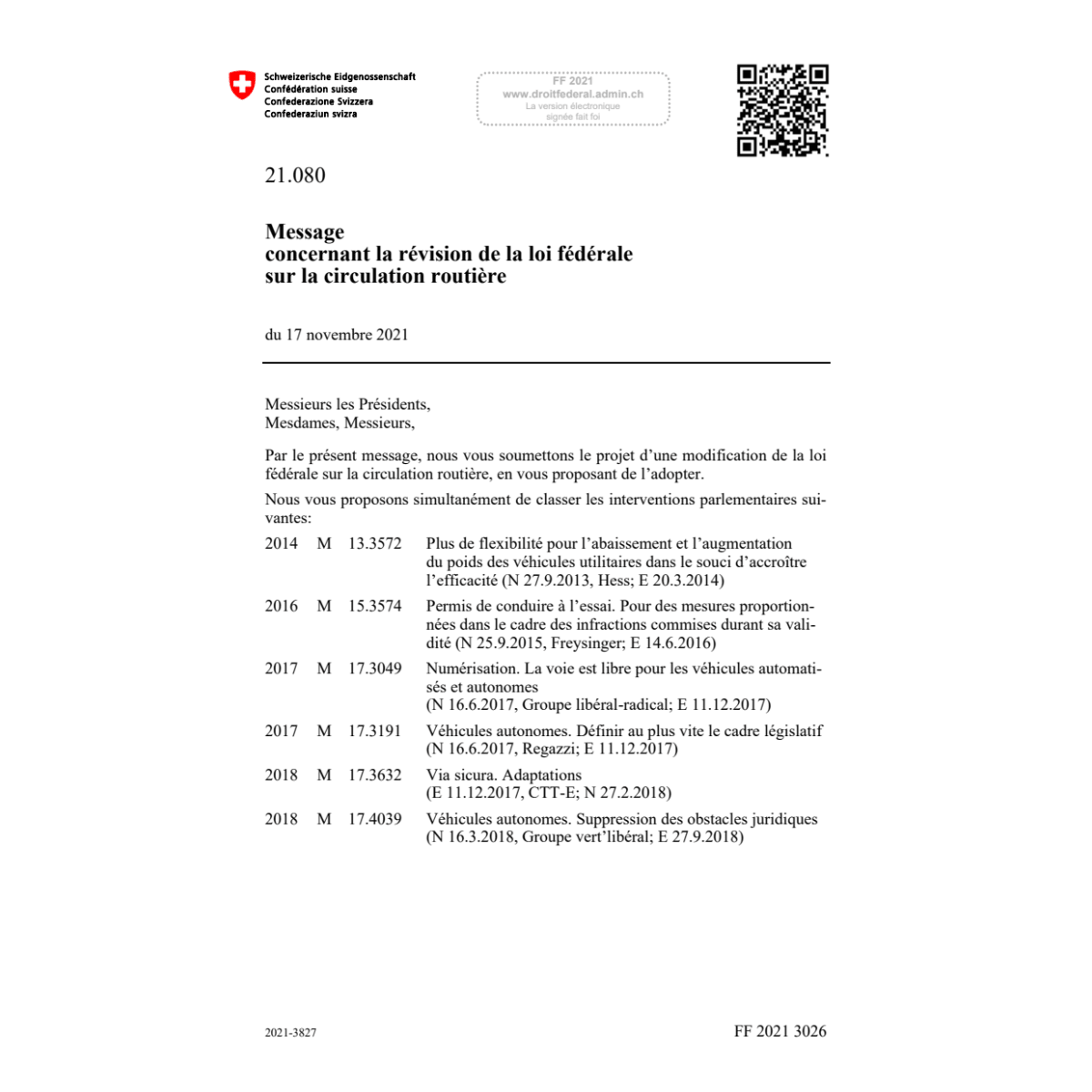 M révis. LF circulation routière 21.080