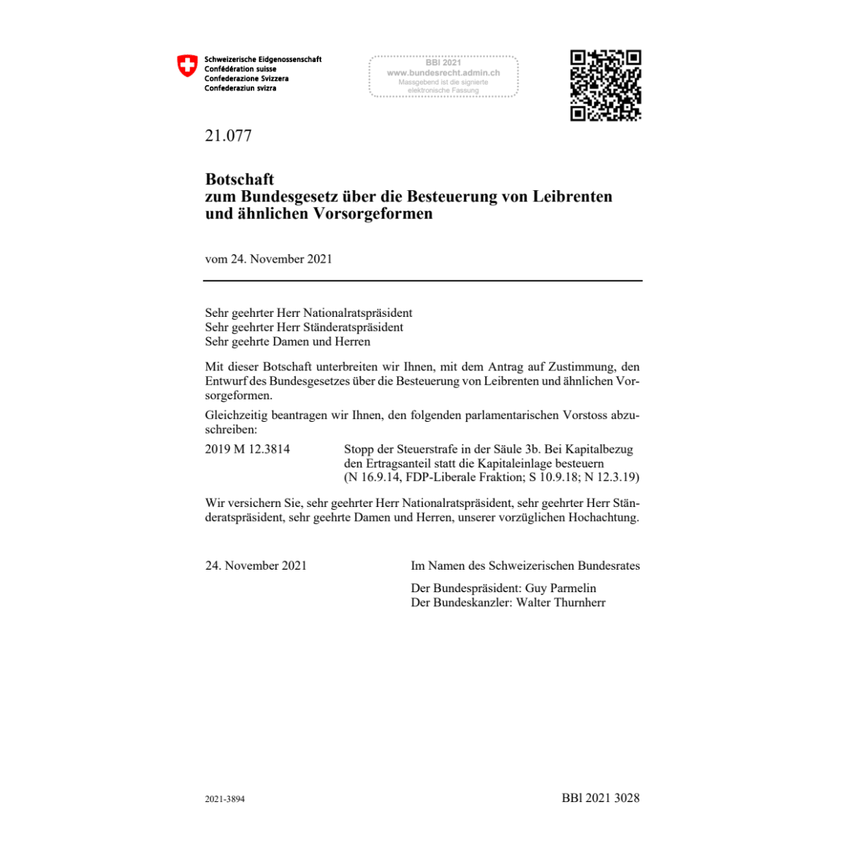 BO BG Besteuerung Leibrenten 21.077