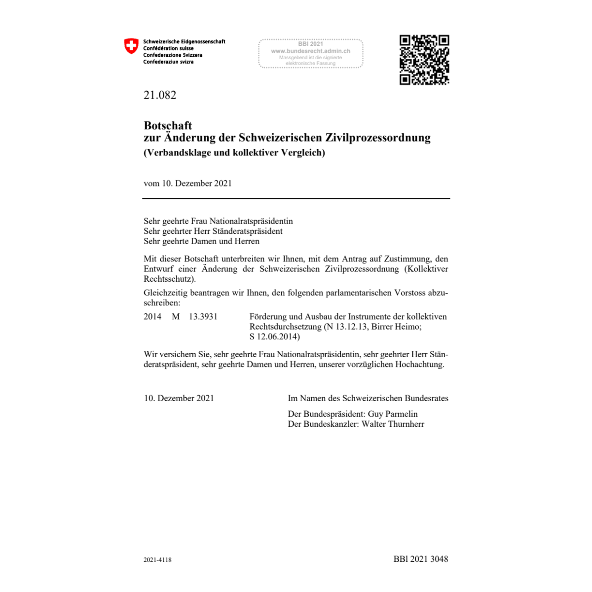 BO Änd. Zivilprozessordnung 21.082