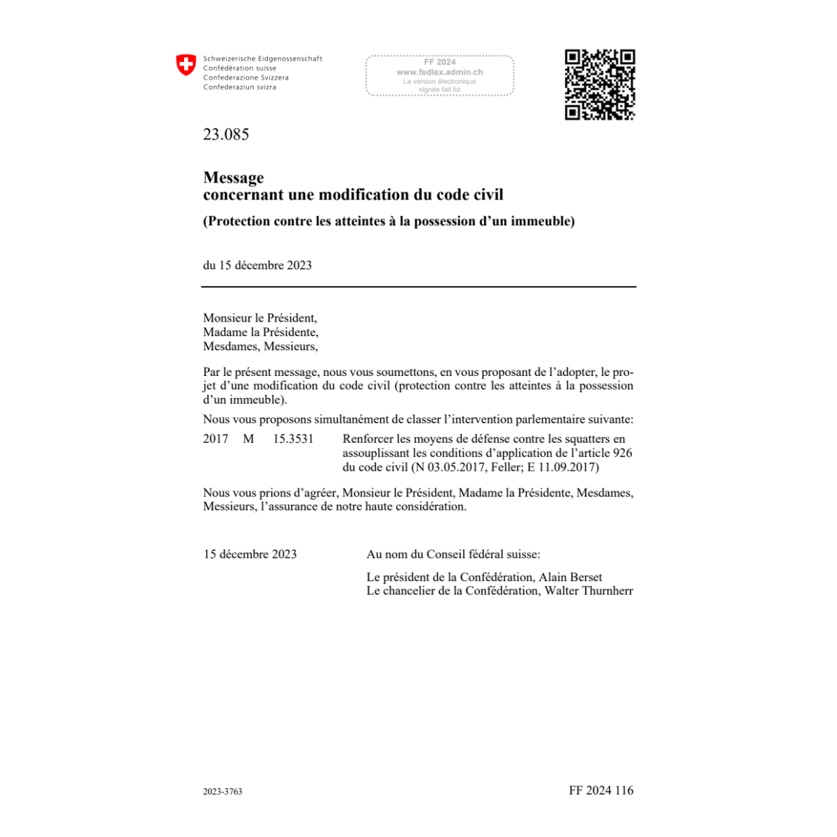 M mod. CC possession immeuble 23.085