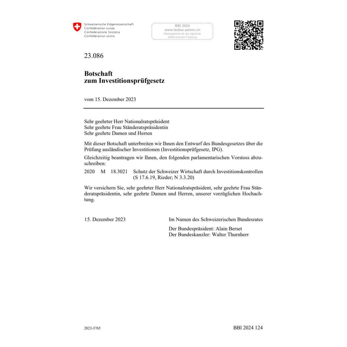 BO zum Investitionsprüfgesetz 23.086