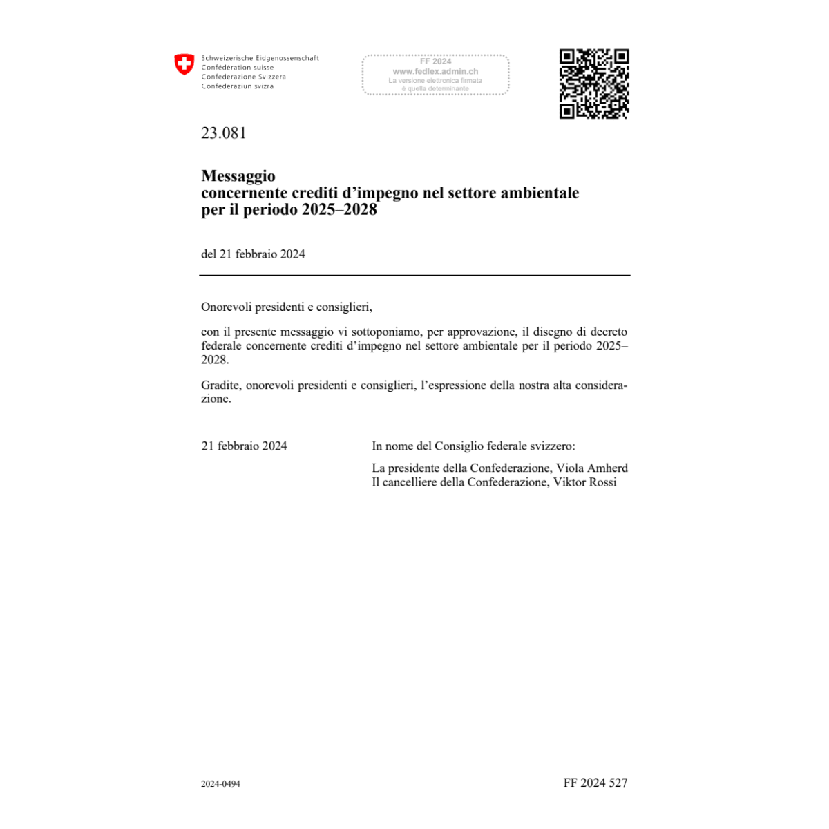 M crediti d'impegno 2025-2028, 23.081