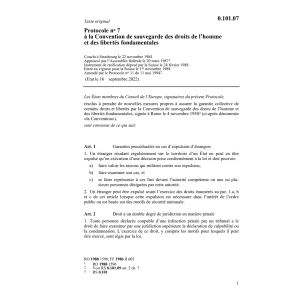 Prot. 7 à la Conv. des droits de l'homme