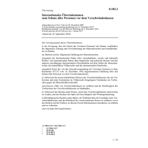 Übereink. Schutz Pers. Verschwindenlass.