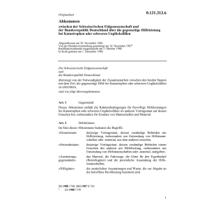 Abkommen CH-D Hilfeleistung Katastrophen