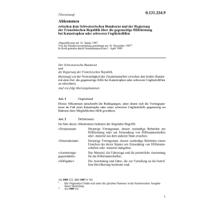 Abkommen CH-F Hilfeleistung Katastrophen