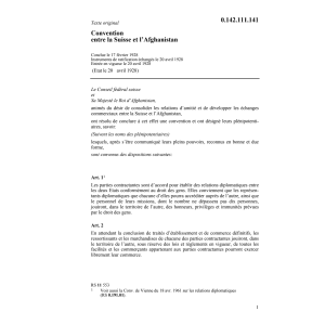 Conv. entre la Suisse et l'Afghanistan