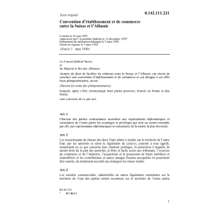Conv. établissement/commerce CH/Albanie