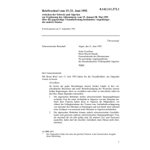 Briefwechsel CH/Alg. Visumbefreiung