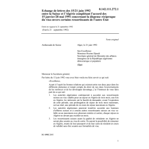 Echange de lettres CH/Algérie accords